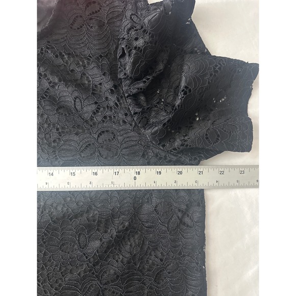 Adrianna Papell Black Lace Pleat Sleeve Top Women's XL Elegant - Picture 6 of 7